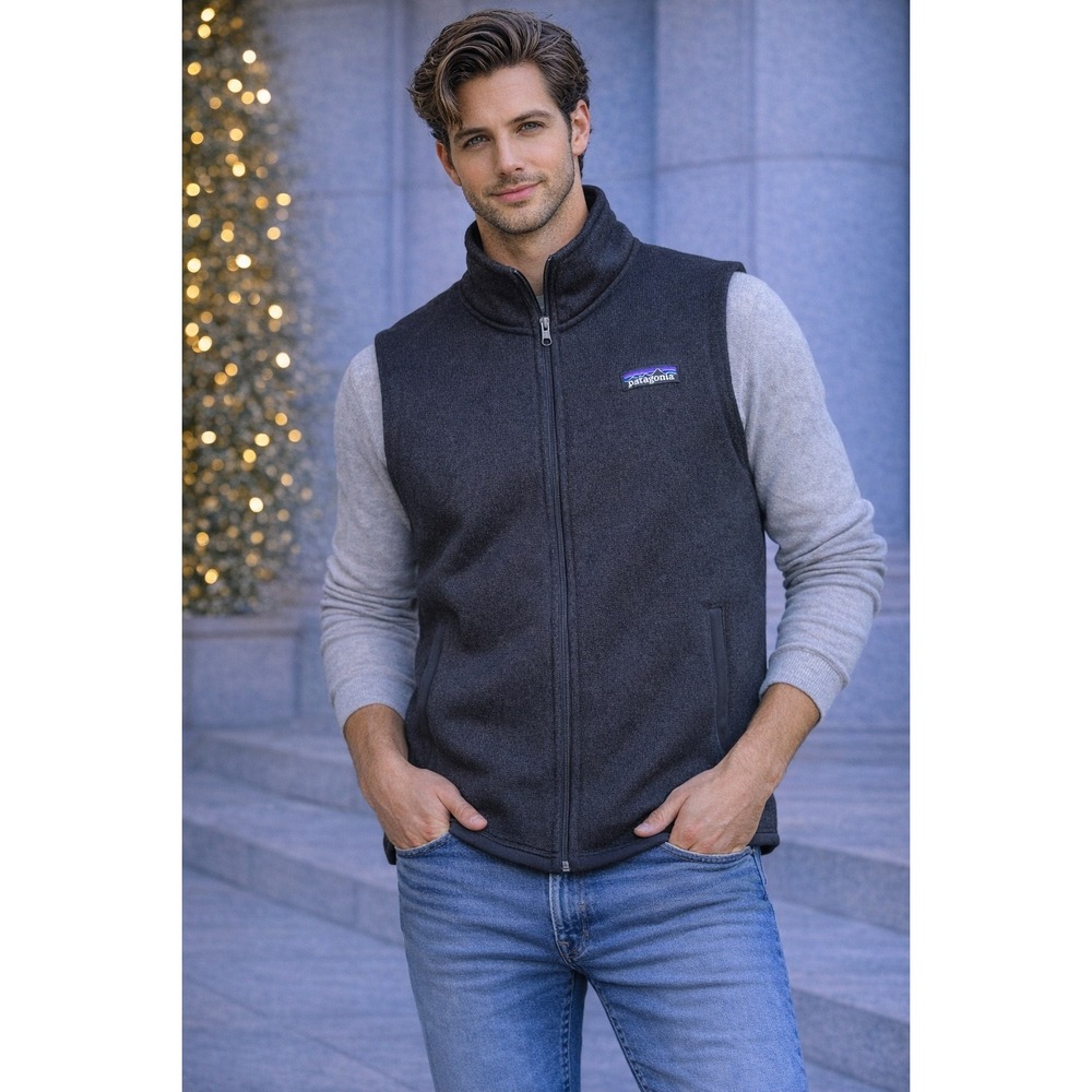 Patagonia Better Sweater Vest Mens Small Gray Full Zip Fleece Logo